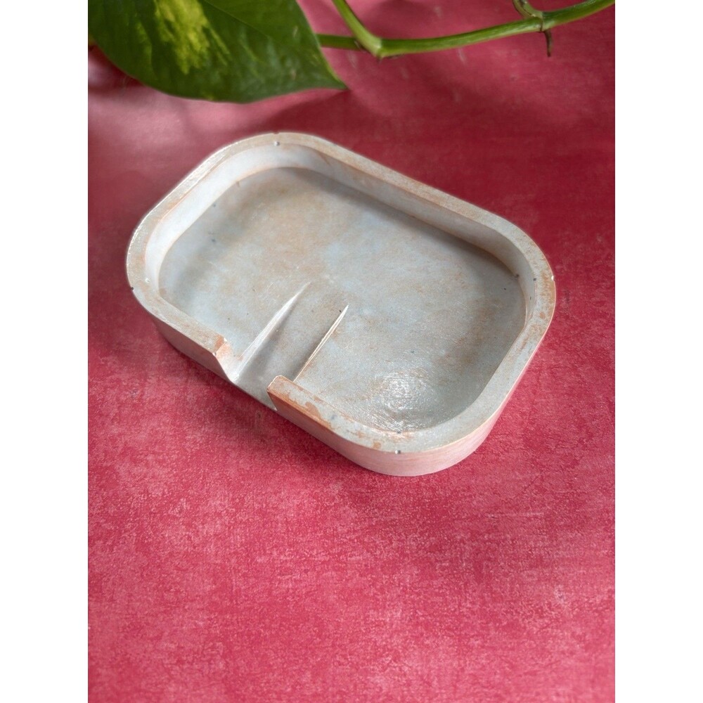 Handmade Soap Dish Cement Soap Holder Bathroom Kitchen Self Draining